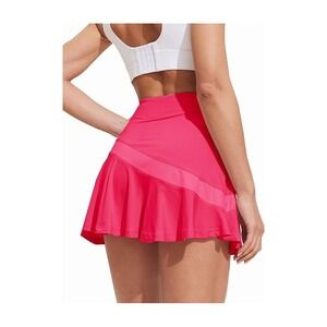 EKOUAER Women Hot Pink Athletic Tennis Skirt with Pockets Size L